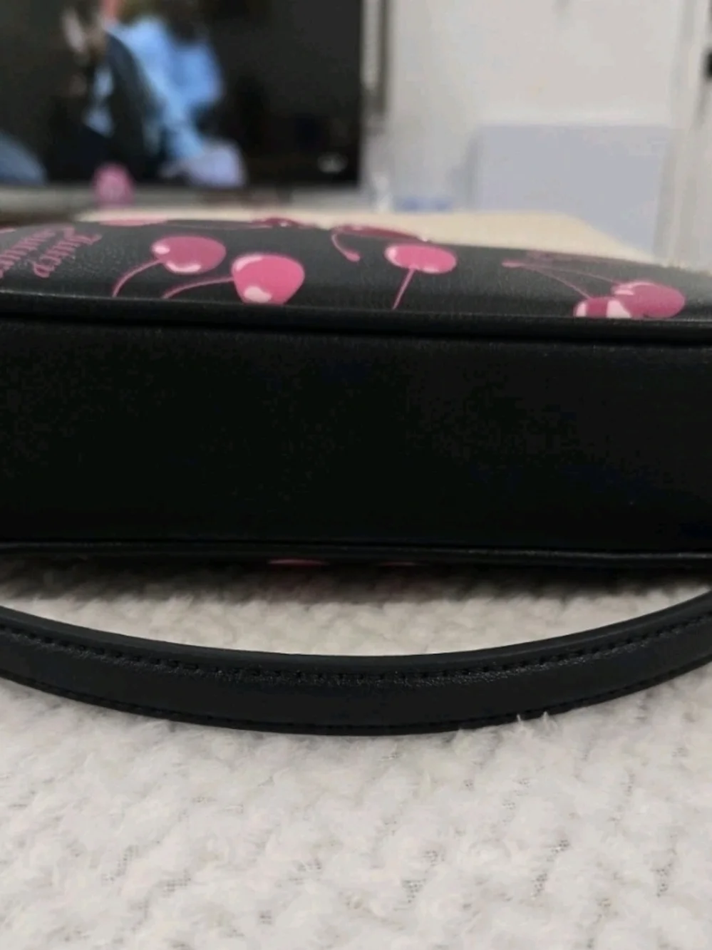 Juicy Couture Black & Pink Cherry Print Wristlet Bag NWT